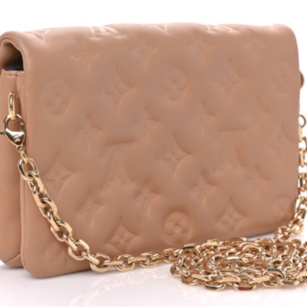 Louis Vuitton Embossed Monogram Pochette Coussin in Camel